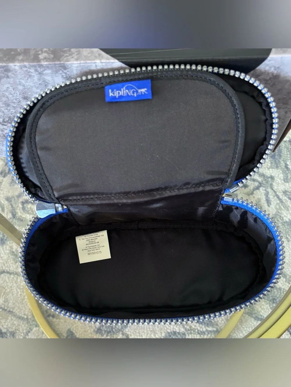 Kipling Gitroy Pencil Case Blue Nylon Cosmetic Makeup Organizer Pouch AC3220